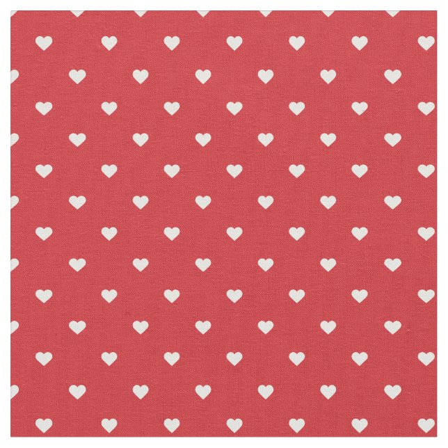 Red Polka Dot Hearts Fabric (Close Up)