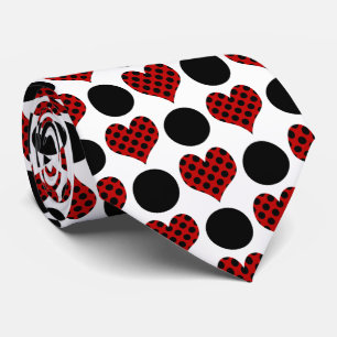 Red Polka Dot Hearts Pattern Tie