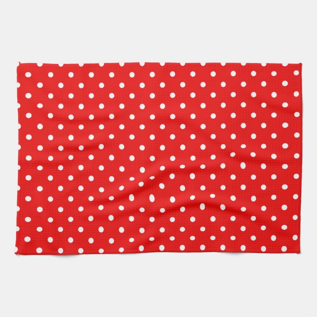 Red polka dot kitchen towel (Horizontal)