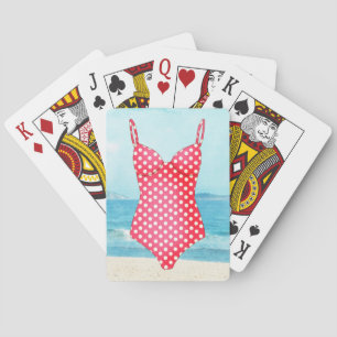 Red Polka Dot maillot de bain et cartes de jeu de 