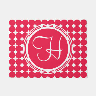Red Polka Dot Monogram Doormat