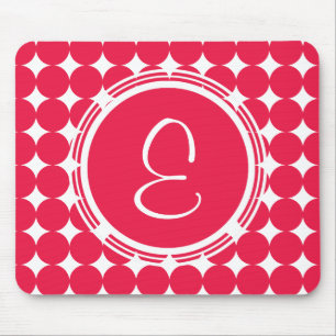 Red Polka Dot Monogram Mouse Pad