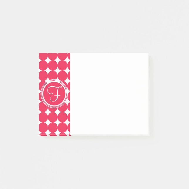 Red Polka Dot Monogram Post-it Notes (Front)