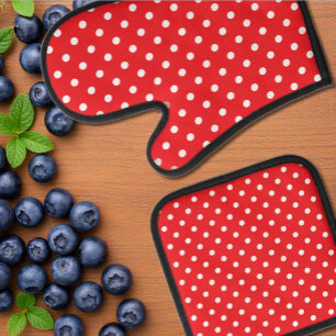 Red Polka Dot Oven Mitt & Pot Holder Set
