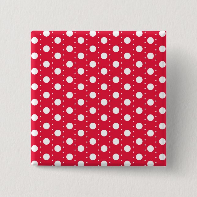 Red Polka Dot Pattern 2 Inch Square Button (Front)