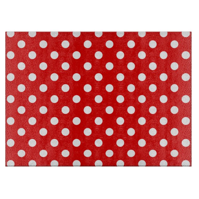 Red Polka Dot Pattern Cutting Board (Front)