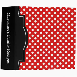 Red Polka Dot personalized 2" Recipe Binder