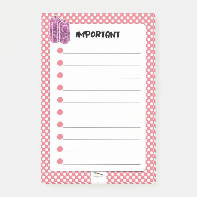Red Polka Dot Red Wine Diamond IMPORTANT Post-it Notes (Front)