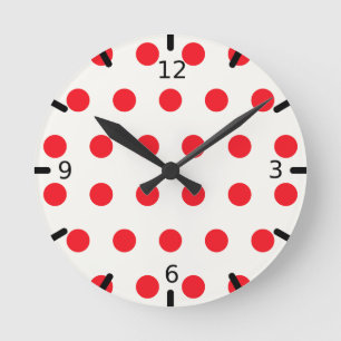 Red Polka Dot Retro Design Round Clock