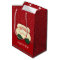 Red Polka Dot Santa with Green Mittens and Name