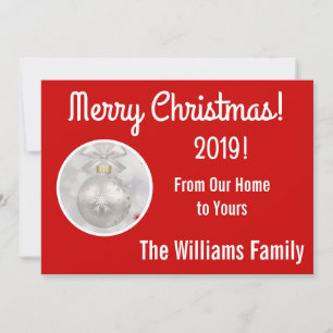 Red Polka Dot & Snowflake Ornament Christmas Card