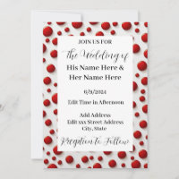 Red Polka Dot Style Wedding Invitation Personalize