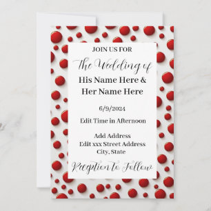 Red Polka Dot Style Wedding Invitation Personalize