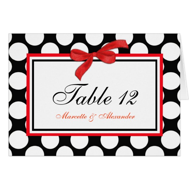 Red Polka Dot Table Cards (Front Horizontal)