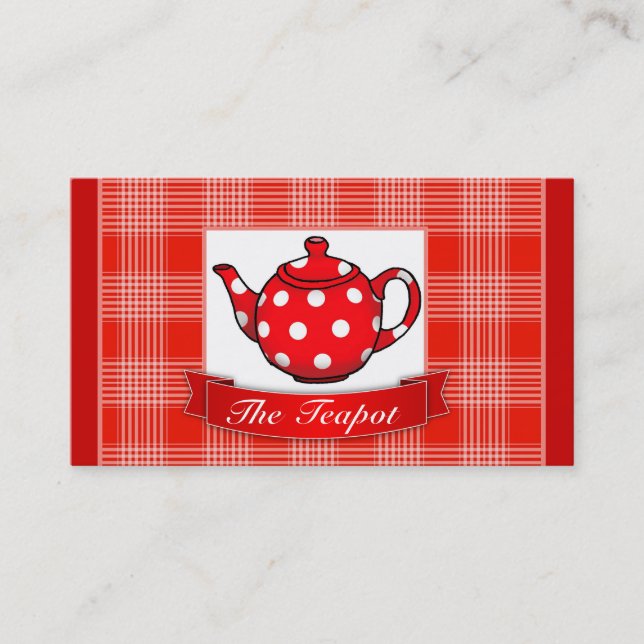 Red Polka Dot Teapot Cafe Business Card (Front)