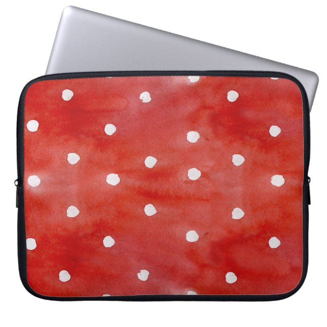 Red polka dot, watercolor seamless pattern. laptop sleeve (Front)