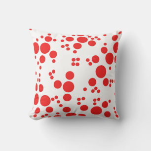 Red polka dots abstract art throw pillow