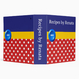 Red Polka Dots and Blue Button Recipe Binder