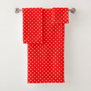 Red Polka Dots Bath Towel Set