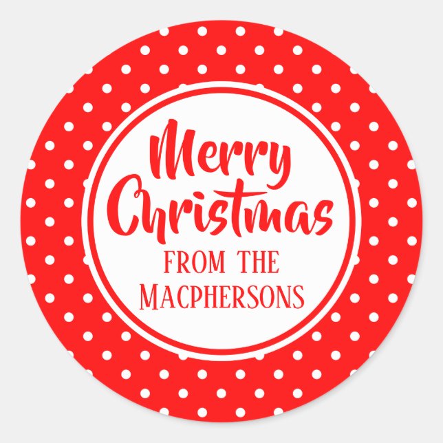 Red Polka Dots Christmas Stickers (Front)
