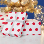 Red Polka Dots Geometric Pattern White Custom Wrapping Paper<br><div class="desc">Designed with red patterns in solid white background. You may change to any background colour as you wish. Great for birthdays,  holidays or any celebrations or events!</div>