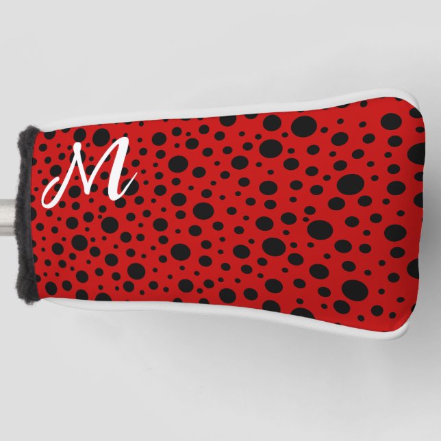 red polka dots  golf head cover (Front)