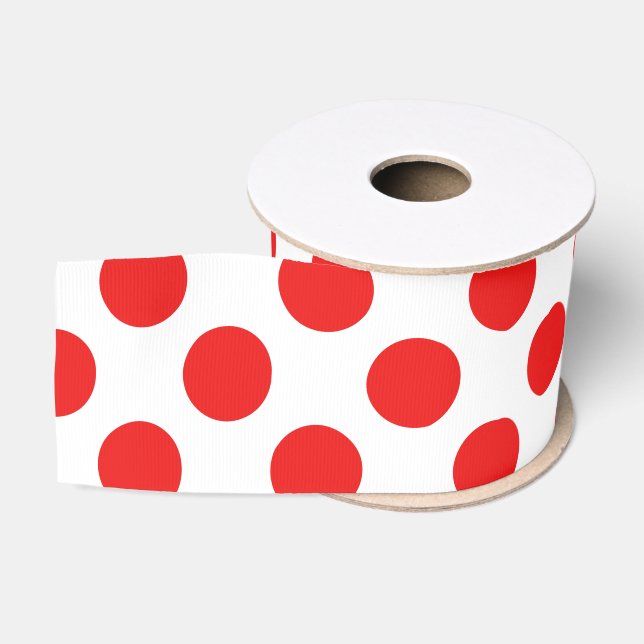 Red Polka Dots Grosgrain Ribbon (Spool)