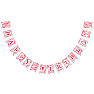 Red polka dots Happy Birthday Bunting Flags