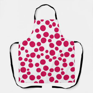 red polka dots on a white background apron