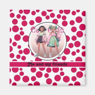 red polka dots on a white background magnet