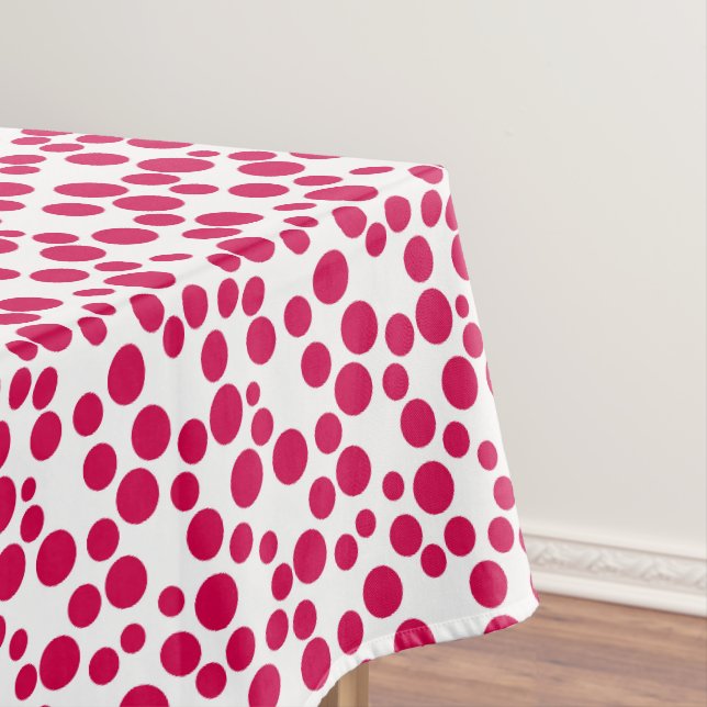 red polka dots on a white background tablecloth (In Situ)
