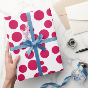 red polka dots on a white background wrapping paper