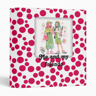 red polka dots on a white Me and my friends Binder