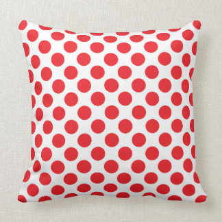 Red Polka Dots On White Throw Pillow, 20" x 20" Throw Pillow