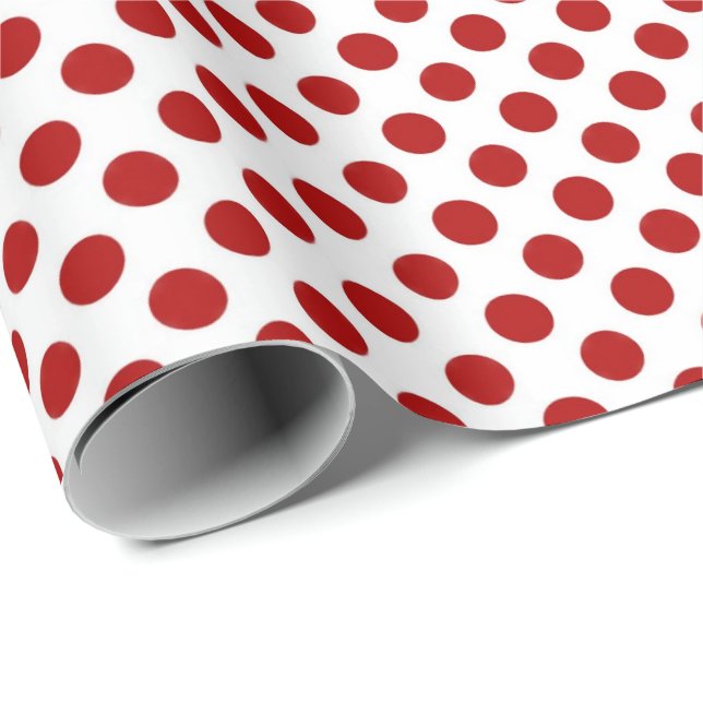 red polka dots on white wrapping paper (Roll Corner)