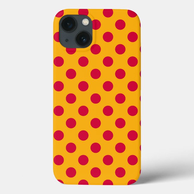 Red polka dots on yellow Case-Mate iPhone case (Back)