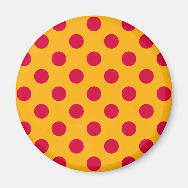 Red polka dots on yellow magnet (Front)