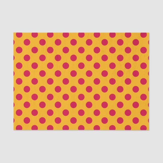 Red polka dots on yellow tissue paper (Front)