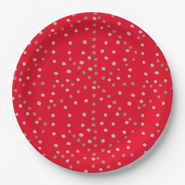 Red Polka Dots Paper Plate (Front)
