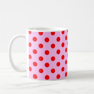 Red Polka Dots Pattern on Pink Background Coffee Mug