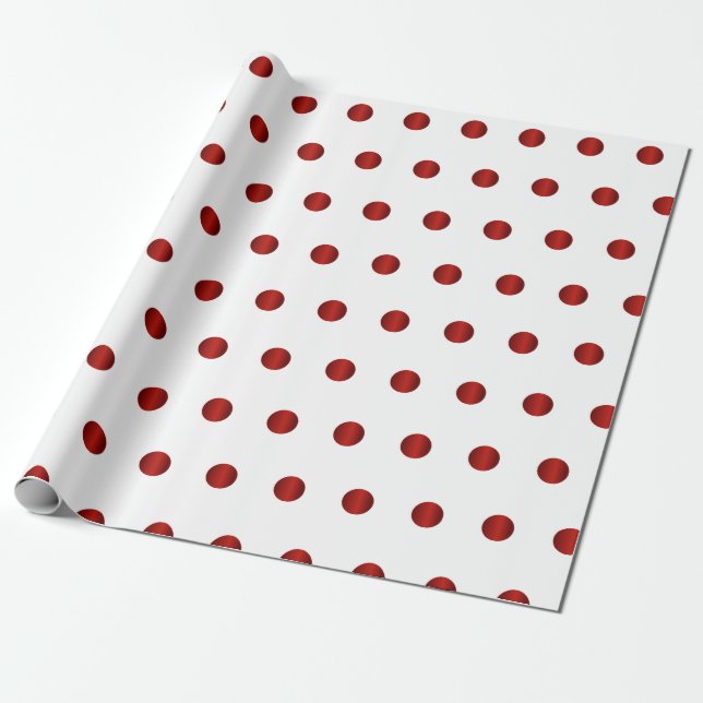 Red Polka Dots Pattern Wrapping Paper (Unrolled)