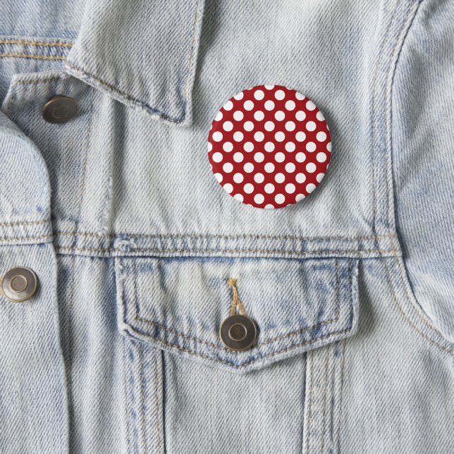 Red Polka Dots, Polka Dot Pattern, Dots, Dotted 2 Inch Round Button (In Situ)