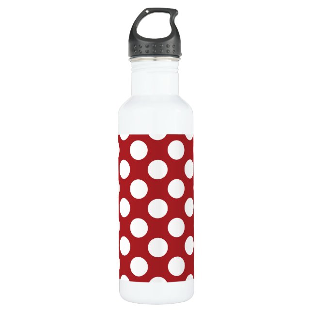 Red Polka Dots, Polka Dot Pattern, Dots, Dotted 710 Ml Water Bottle (Front)