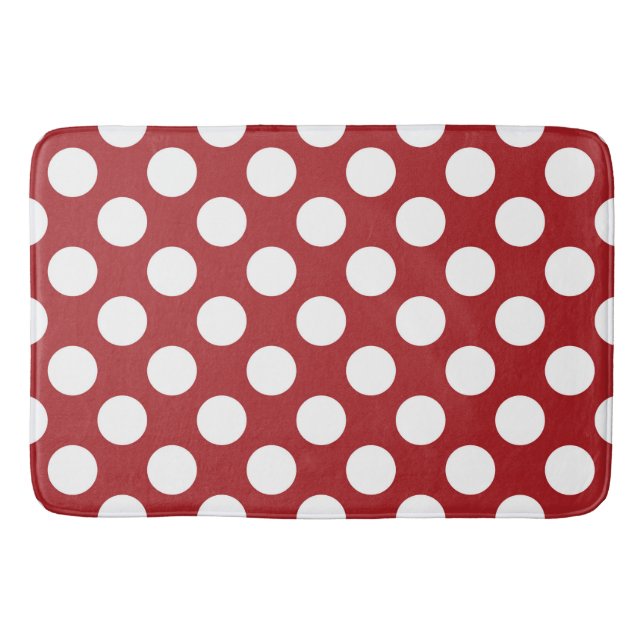 Red Polka Dots, Polka Dot Pattern, Dots, Dotted Bath Mat (Front)