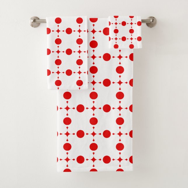 Red Polka Dots, Polka Dot Pattern, Dots, Dotted Bath Towel Set (Insitu)