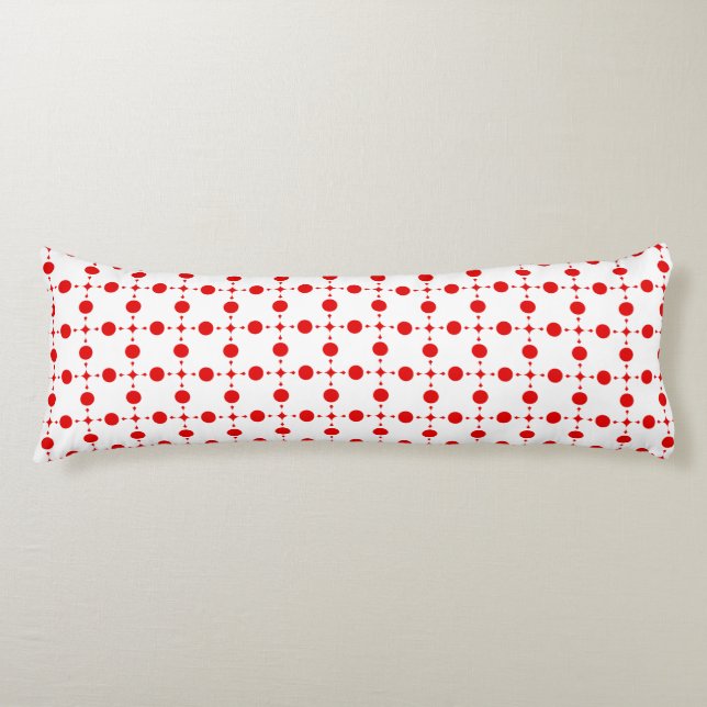 Red Polka Dots, Polka Dot Pattern, Dots, Dotted Body Pillow (Front)