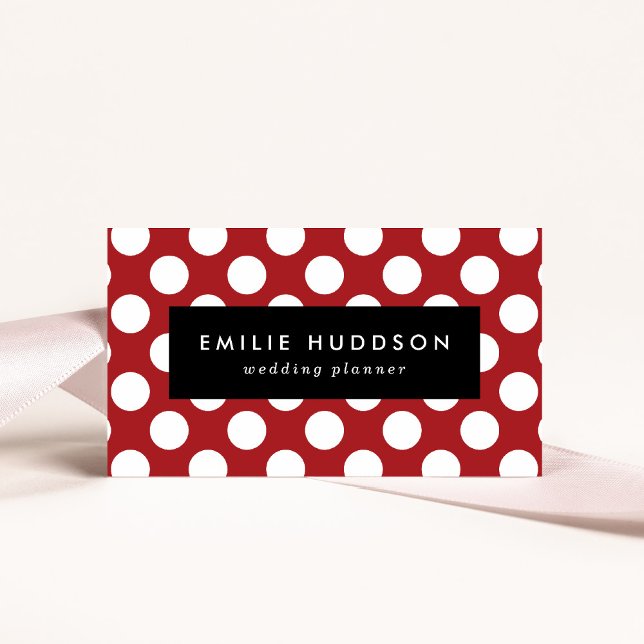 Red Polka Dots, Polka Dot Pattern, Dots, Dotted Business Card (Creator Uploaded)