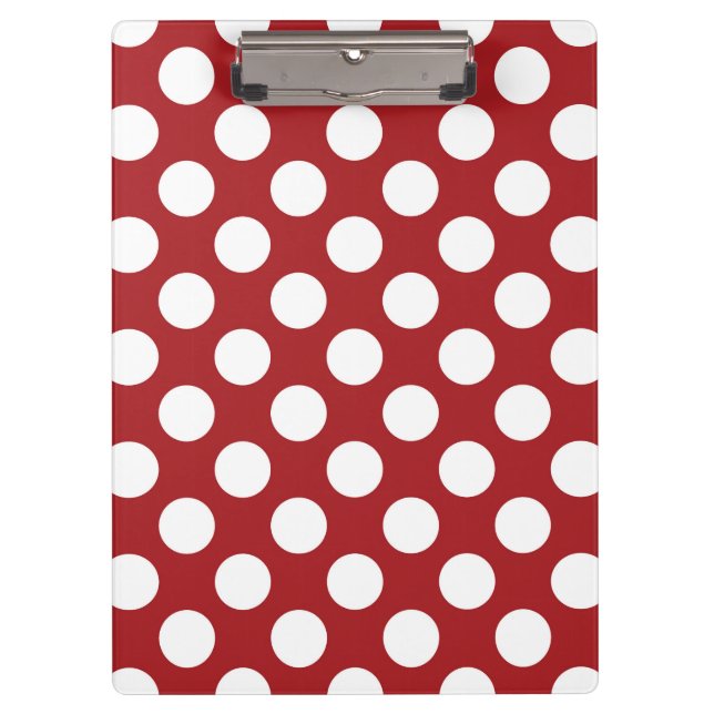 Red Polka Dots, Polka Dot Pattern, Dots, Dotted Clipboard (Front)