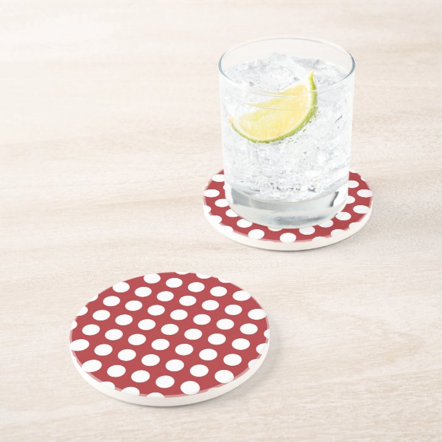 Red Polka Dots, Polka Dot Pattern, Dots, Dotted Coaster (Side)