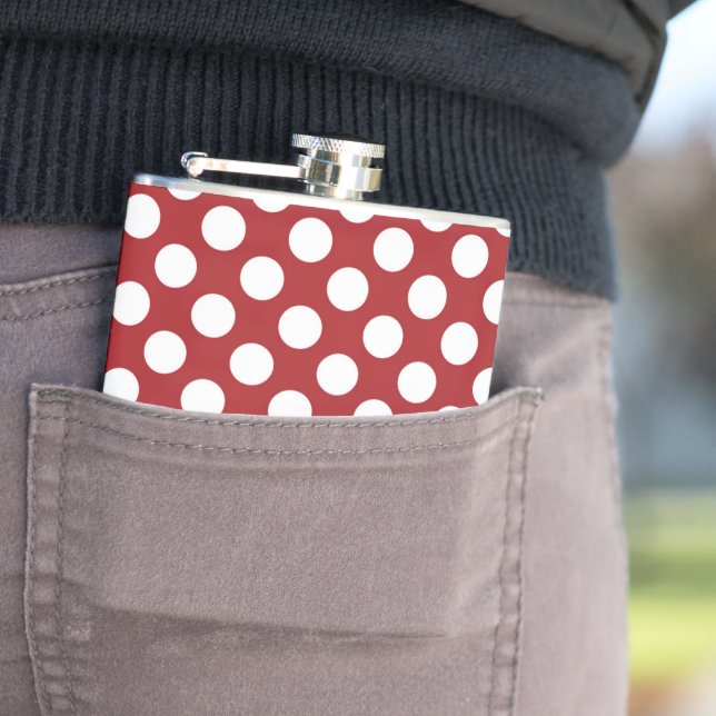 Red Polka Dots, Polka Dot Pattern, Dots, Dotted Hip Flask (In Situ)